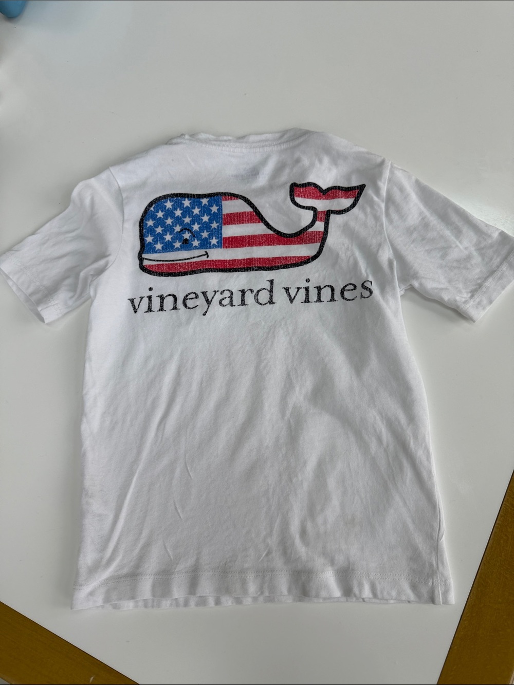 Vineyard Vines Kids American Flag Whale Pocket Tee
